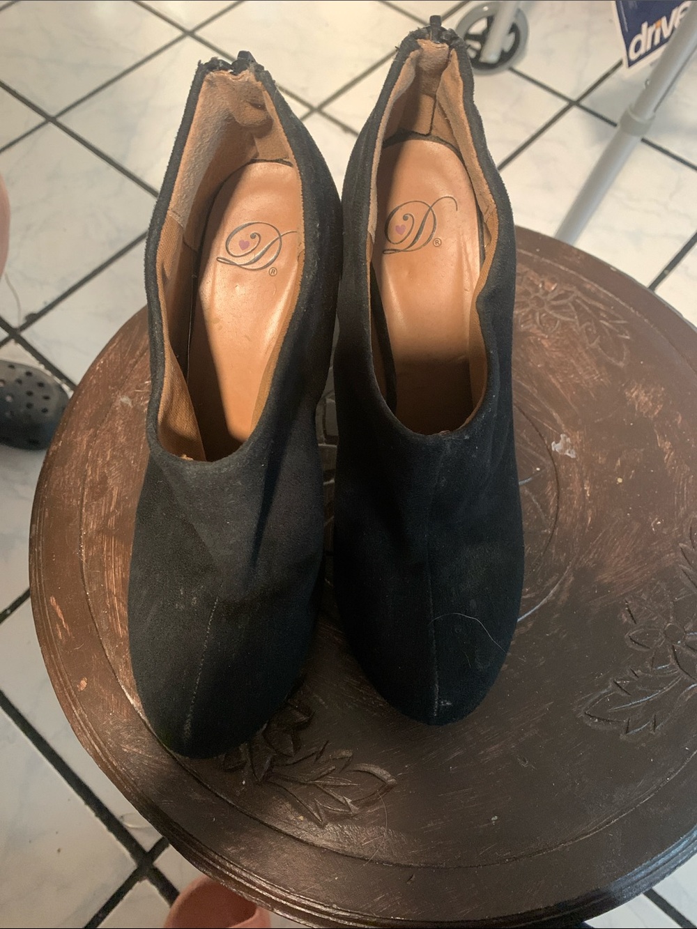Delicious Black Suede Ankle Booties